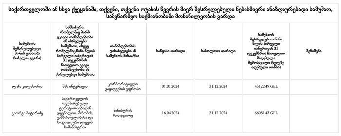 გიორგი პატარიძის დეკლარაცია